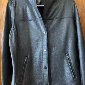 Chico's Metallic Black Bomber Jacket